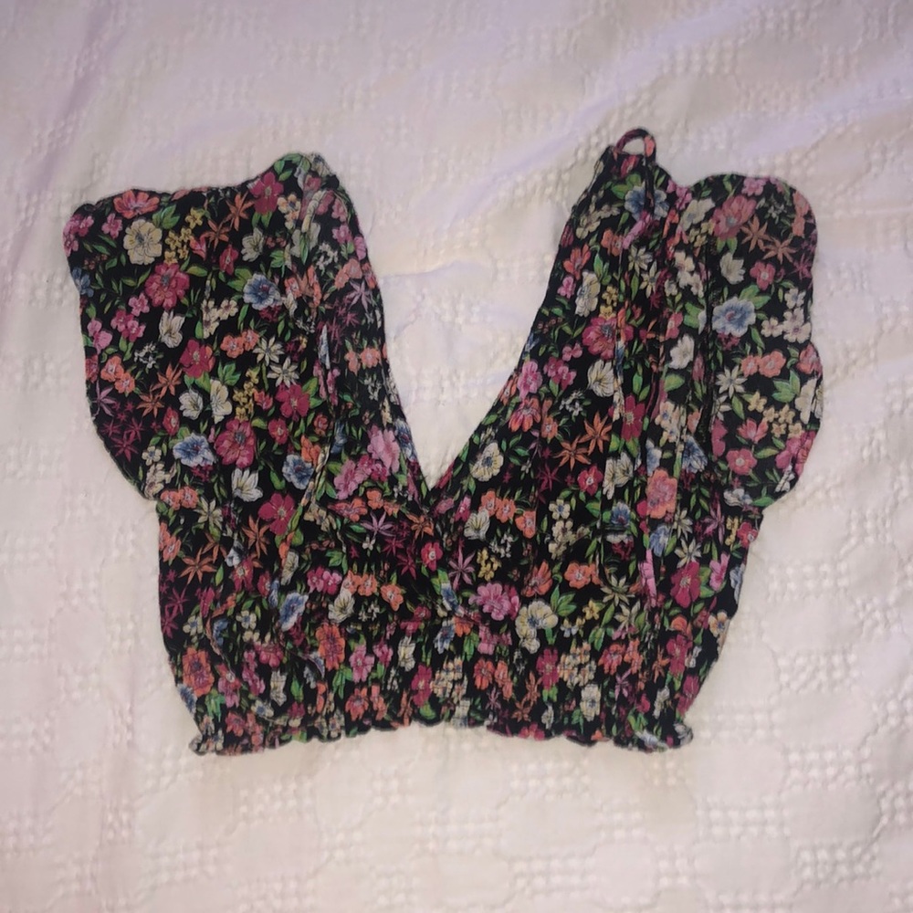 Bershka Floral Crop Top